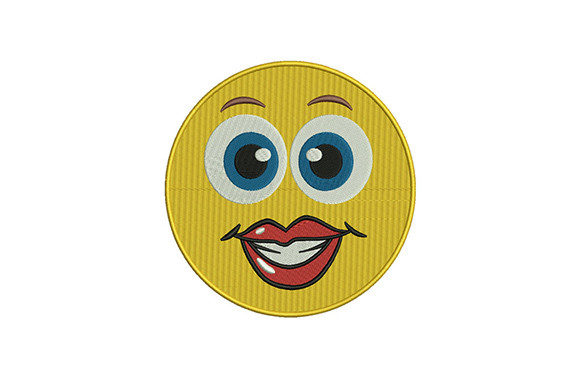 Cute Lips Emoji Face Embroidery Design Review