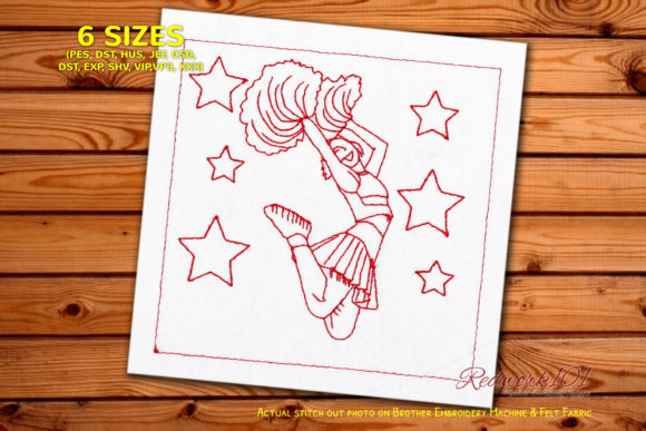 Jumping Cheer Leader Redwork Embroidery Review